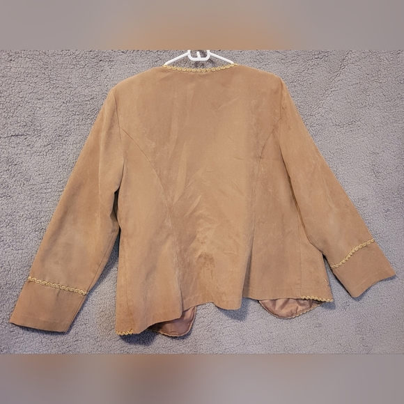 Dressbarn Women Jacket Brown Tan Light Long Sleeve Embroidered. Size 1X - Picture 3 of 8